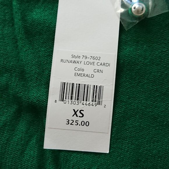 Nanette Lepore runaway love 100% cashmere cardigan in emerald green size XS - Picture 3 of 11